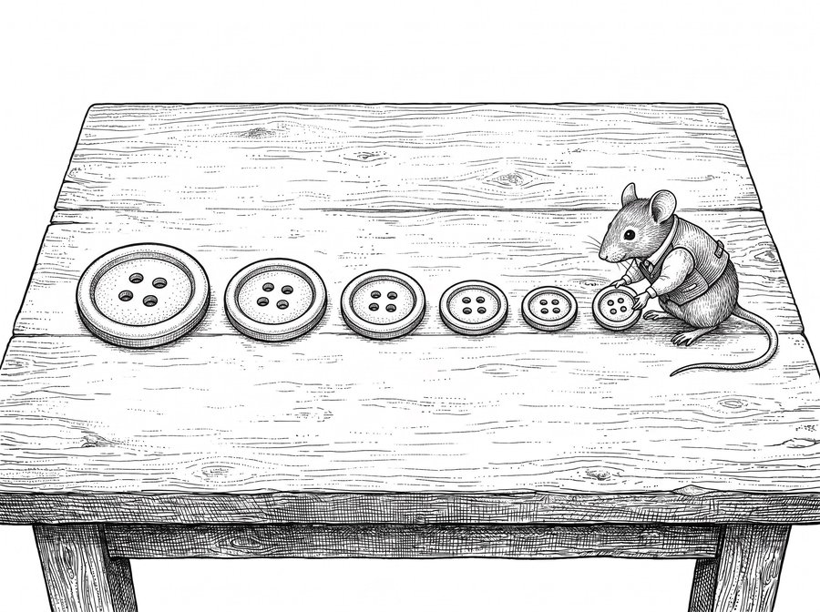 Buttons arranged in order from largest to smallest